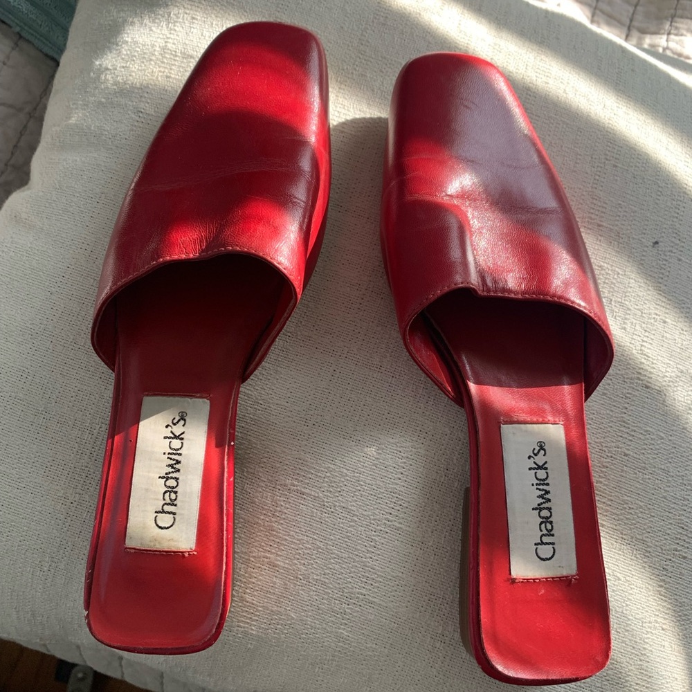 Chadwick's Red Leather Slip-On Mules